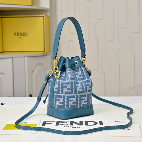 Fendi Womens Bag Shoulder Bags Luxury Brand Mon Tresor Canvas mini-bag with multicolour FF embroidery with Original Box