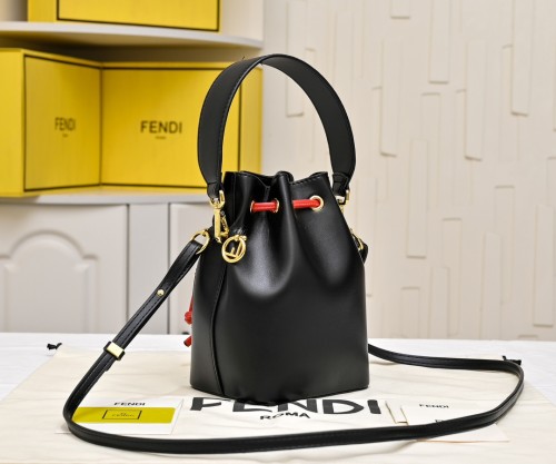 Fendi Womens Bag Shoulder Bags Luxury Brand Mon Tresor Canvas mini-bag with multicolour FF embroidery with Original Box