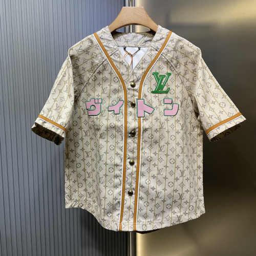 Louis Vuitton Women Mens Short Sleeve Shirts Luxury Brand Leather Baseball Shirt 1AIMXD Whatsapp 【+1-3239614486】