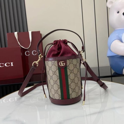 Gucci Womens Bags Shoulder Bag Luxury Brand Gucci Ophidia mini bucket bag in beige and brown GG fabric whatsapp 【+1-3239614486】