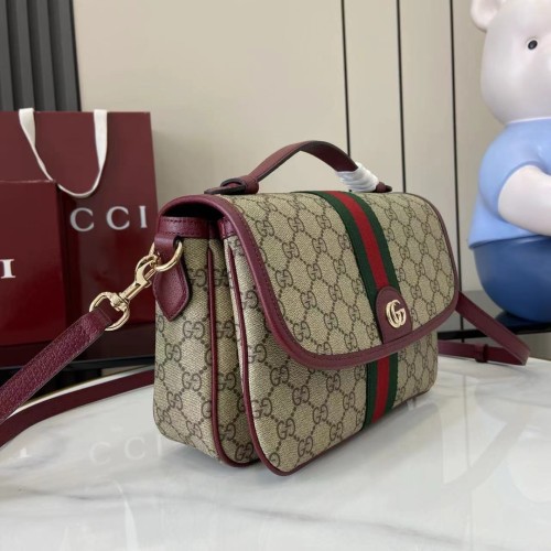 Gucci Womens Bags Shoulder Bag Luxury Brand Ophidia medium top handle bag in beige and brown GG canvas whatsapp 【+1-3239614486】