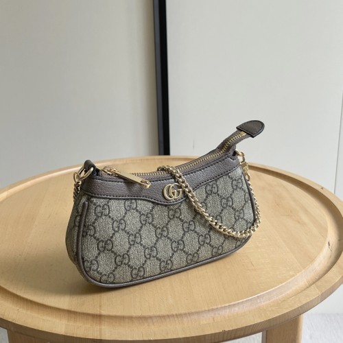 Gucci Womens Bags Shoulder Bag Luxury Brand 764960 Ophidia mini bag in beige and ebony Supreme with Original Box whatsapp 【+1-3239614486】