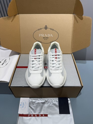 Prada Mens Shoes Sneakers Casual Luxury Brand Prada America's Cup Soft Rubber And Bike Fabric Sneakers with Original Box Whatsapp【+1-3239614486】