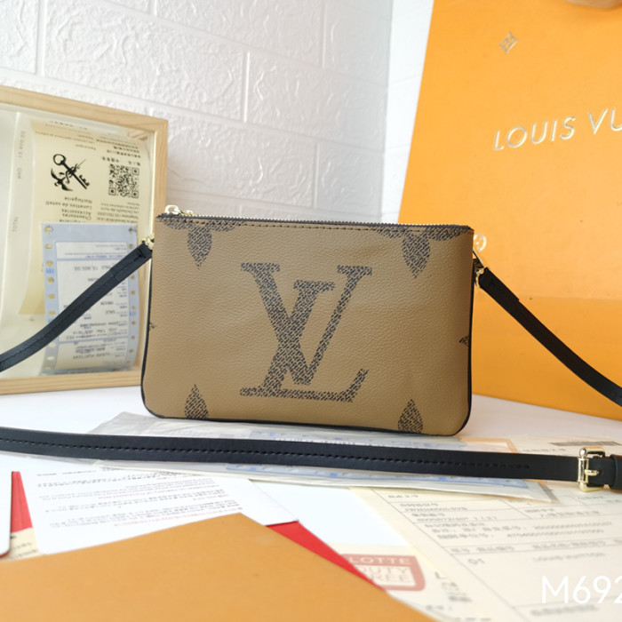 Louis Vuitton Womens Bags Clutch Wallets Luxury Brand Double Zip Pochette Other Monogram Canvas M69203 with Original Box whatsapp 【+1-3239614486】