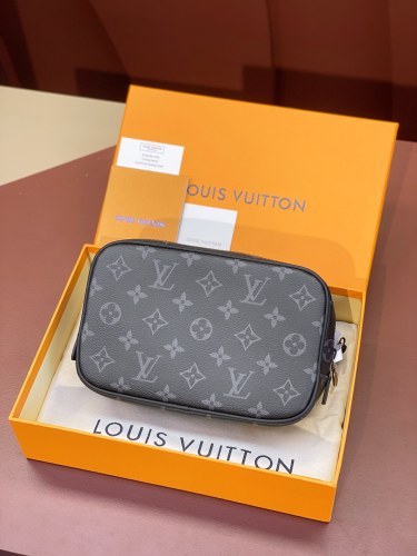 Louis Vuitton Womens Bags Clutch Luxury Brand Toilet Pouch PM M46577 Monogram Eclipse Canvas - Travel with Original Box whatsapp 【+1-3239614486】