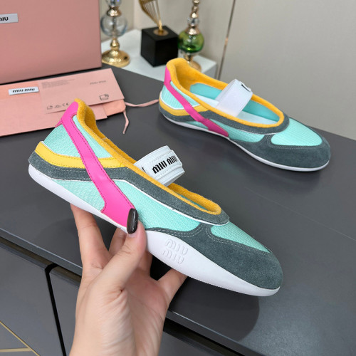 MiuMiu Womens Shoes Ballerinas Breathable Design Luxury Brand Gymnasium technical fabric and suede ballerinas with Original Box Whatsapp 【+1-3239614486】