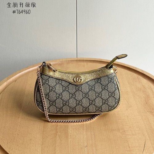 Gucci Womens Bags Shoulder Bag Luxury Brand 764960 Ophidia mini bag in beige and ebony Supreme with Original Box whatsapp 【+1-3239614486】
