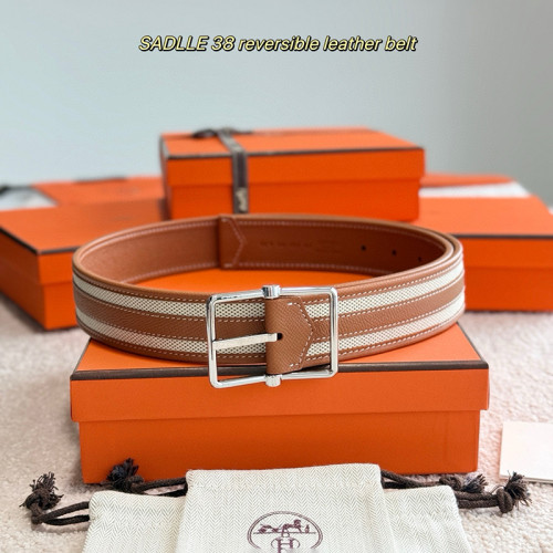 Hermes Mens Belt Luxury Brand Design Half Cod Riviera 38 reversible leather belt Fashion Type with Original Box