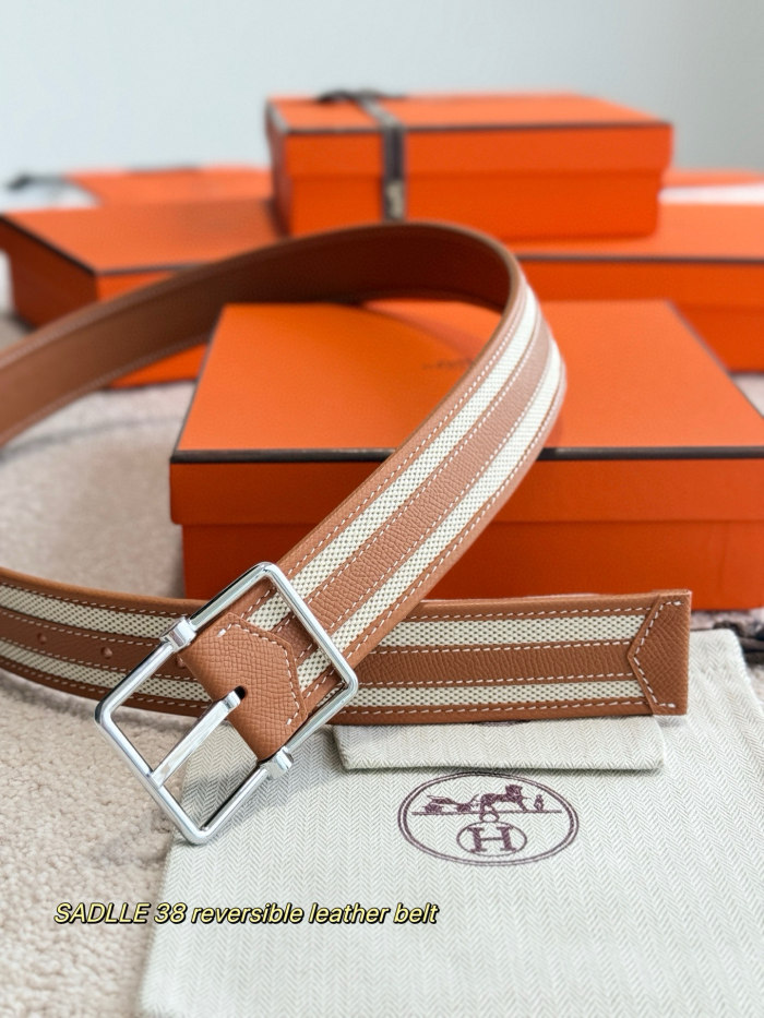 Hermes Mens Belt Luxury Brand Design Half Cod Riviera 38 reversible leather belt Fashion Type with Original Box