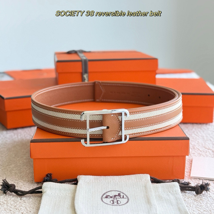 Hermes Mens Belt Luxury Brand Design Half Cod Riviera 38 reversible leather belt Fashion Type with Original Box