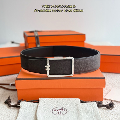 Hermes Mens Belt Luxury Brand Design Tube H belt buckle & Reversible leather strap 38 mm Fashion Type with Original Box
