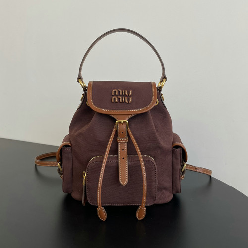 MiuMiu Womens Backpacks Luxury Brand Canvas and leather backpack Whatsapp 【+1-3239614486】