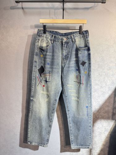 Louis Vuitton Luxury Brand Women Mens Pant Jeans Damier Workwear Denim Pants 1AFX42 Whatsapp 【+1-3239614486】
