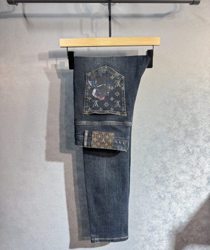 Louis Vuitton Luxury Brand Women Mens Pant Jeans Damier Workwear Denim Pants 1AFX42 Whatsapp 【+1-3239614486】
