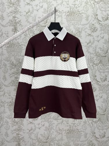 Louis Vuitton Luxury Brand Mens Short Sleeve T-Shirt Polo T Shirts 1AIKBY Damier Striped Long-Sleeved Polo Shirt Whatsapp 【+1-3239614486】