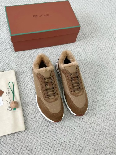 Loro Piana Mens Shoes Sneakers Casual Design Luxury Brand Tennis Walk Sneaker Suede Calf Split Fur Winter Version with Original Box whatsapp 【+1-3239614486】
