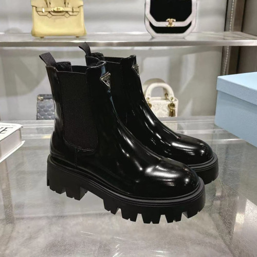 Prada Women Shoes Boots Luxury Brand Monolith brushed leather Chelsea boots 1T256N_B4L_F0002_F_G055 with Original Box Whatsapp 【+1-3239614486】