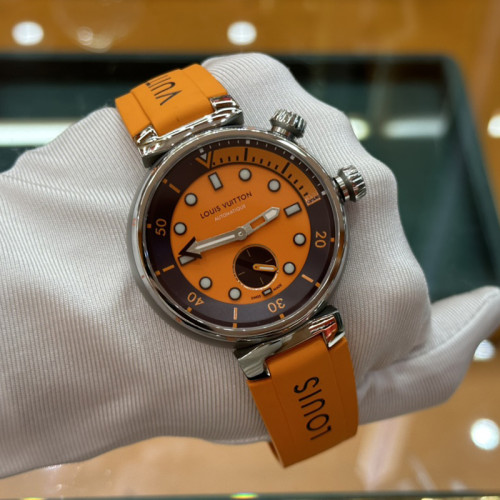 Louis Vuitton Womens Mens Unisex Watch Luxury Brand Design QA122A Tambour Street Diver, Automatic, 44mm, Steel with Original Box Whatsapp 【+1-3239614486】