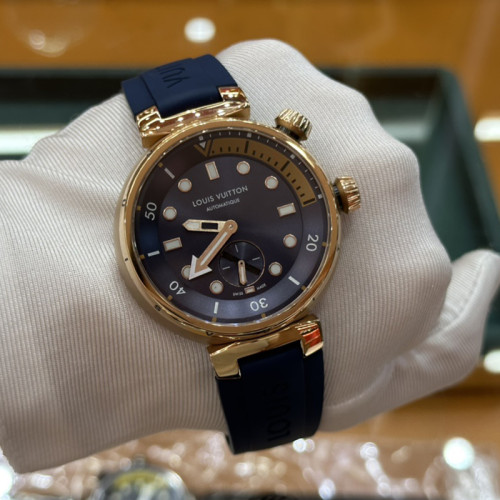 Louis Vuitton Womens Mens Unisex Watch Luxury Brand Design QA122A Tambour Street Diver, Automatic, 44mm, Steel with Original Box Whatsapp 【+1-3239614486】
