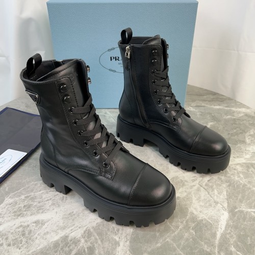 Prada Women Shoes Boots Luxury Brand Monolith brushed leather Chelsea boots 1T256N_B4L_F0002_F_G055 with Original Box Whatsapp 【+1-3239614486】