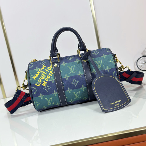 Louis Vuitton Womens and Mens Unisex Bags Luxury Brand M46271 LV Keepall Bandoulière 25 Monogram Eclipse Whatsapp【+1-3239614486】