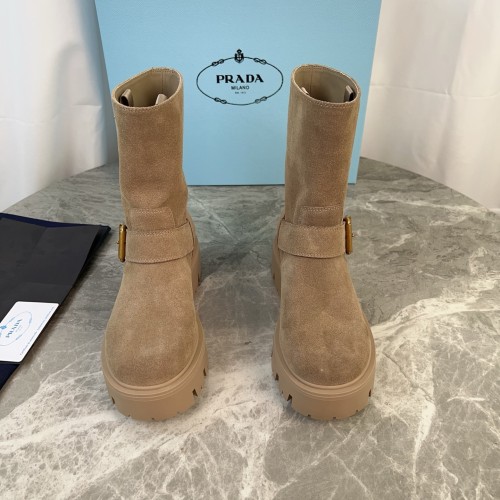 Prada Women Shoes Boots Luxury Brand Monolith brushed leather Chelsea boots 1T256N_B4L_F0002_F_G055 with Original Box Whatsapp 【+1-3239614486】