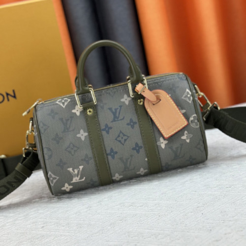 Louis Vuitton Womens and Mens Unisex Bags Luxury Brand M46271 LV Keepall Bandoulière 25 Monogram Eclipse Whatsapp【+1-3239614486】