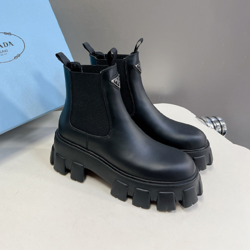 Prada Women Shoes Boots Luxury Brand Monolith brushed leather Chelsea boots 1T256N_B4L_F0002_F_G055 with Original Box Whatsapp 【+1-3239614486】