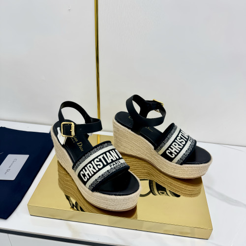 Dior Womens Shoes Slippers Sandals Luxury Brand Dior D-Club wedge sandal in camel calfskin 9cm Heel KCO346CFY_S48M_T375 with Original Box whatsapp 【+1-3239614486】