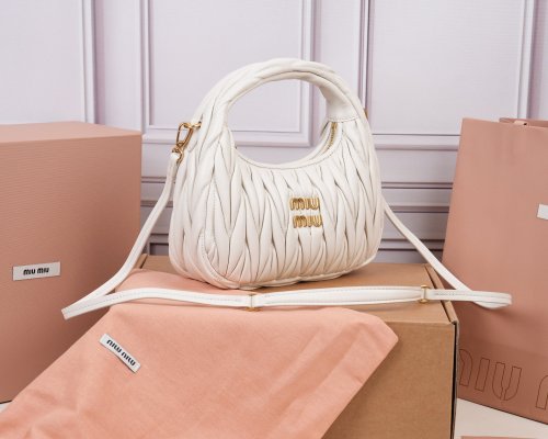 MiuMiu Womens Fashion Handbags Shoulder Bag Leather Luxury Brand Miu Miu Wander Matelasse Nappa Leather Hobo Bag Whatsapp 【+1-3239614486】