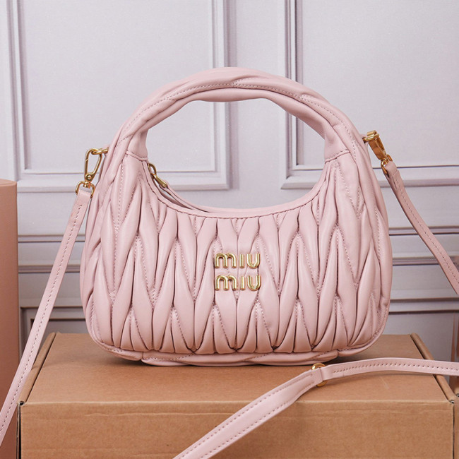 MiuMiu Womens Fashion Handbags Shoulder Bag Leather Luxury Brand Miu Miu Wander Matelasse Nappa Leather Hobo Bag Whatsapp 【+1-3239614486】