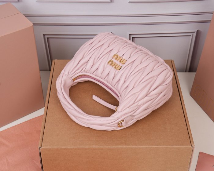 MiuMiu Womens Fashion Handbags Shoulder Bag Leather Luxury Brand Miu Miu Wander Matelasse Nappa Leather Hobo Bag Whatsapp 【+1-3239614486】