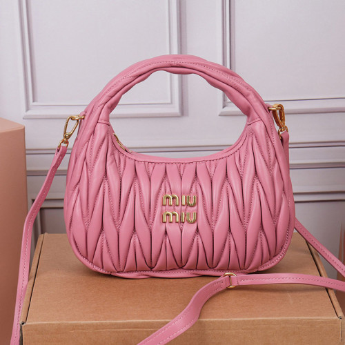MiuMiu Womens Fashion Handbags Shoulder Bag Leather Luxury Brand Miu Miu Wander Matelasse Nappa Leather Hobo Bag Whatsapp 【+1-3239614486】