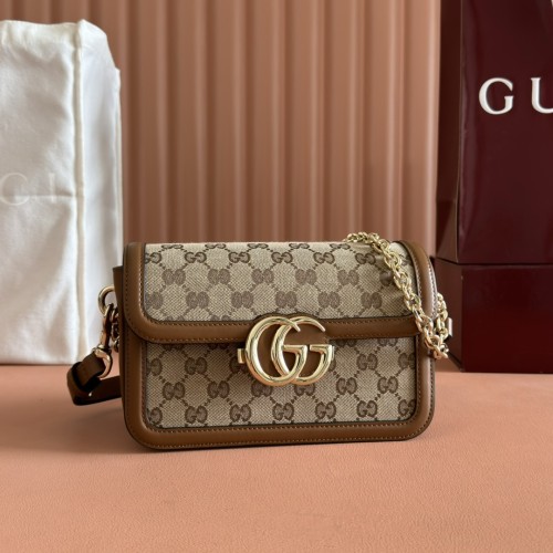 Gucci Womens Bags Shoulder Messenger Bag Luxury Brand Gucci Go small shoulder bag in Rosso Ancora red GG with Original Box 826761 FAEKL 6207