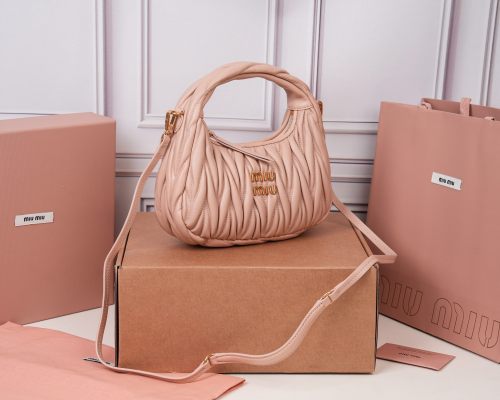 MiuMiu Womens Fashion Handbags Shoulder Bag Leather Luxury Brand Miu Miu Wander Matelasse Nappa Leather Hobo Bag Whatsapp 【+1-3239614486】
