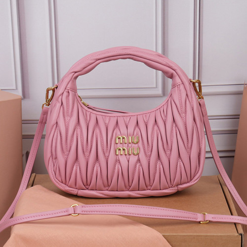 MiuMiu Womens Fashion Handbags Shoulder Bag Leather Luxury Brand Miu Miu Wander Matelasse Nappa Leather Hobo Bag Whatsapp 【+1-3239614486】