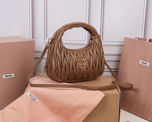 MiuMiu Womens Fashion Handbags Shoulder Bag Leather Luxury Brand Miu Miu Wander Matelasse Nappa Leather Hobo Bag Whatsapp 【+1-3239614486】