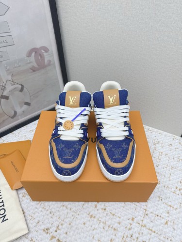 Louis Vuitton Mens Shoes Fashion Sneakers Design Luxury Brand LV TRAINER Skate SNEAKER Mix of materials with Original Box 1ABLXH Whatsapp 【+1-3239614486】