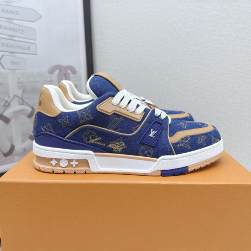 Louis Vuitton Mens Shoes Fashion Sneakers Design Luxury Brand LV TRAINER Skate SNEAKER Mix of materials with Original Box 1ABLXH Whatsapp 【+1-3239614486】