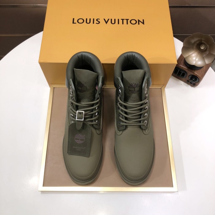 Louis Vuitton x Timberland 6-inch ankle boot Men Shoes Fashion Sneakers Boots Luxury Brand Mens Herlam Sneaker with Original Box whatsapp 【+1-3239614486】
