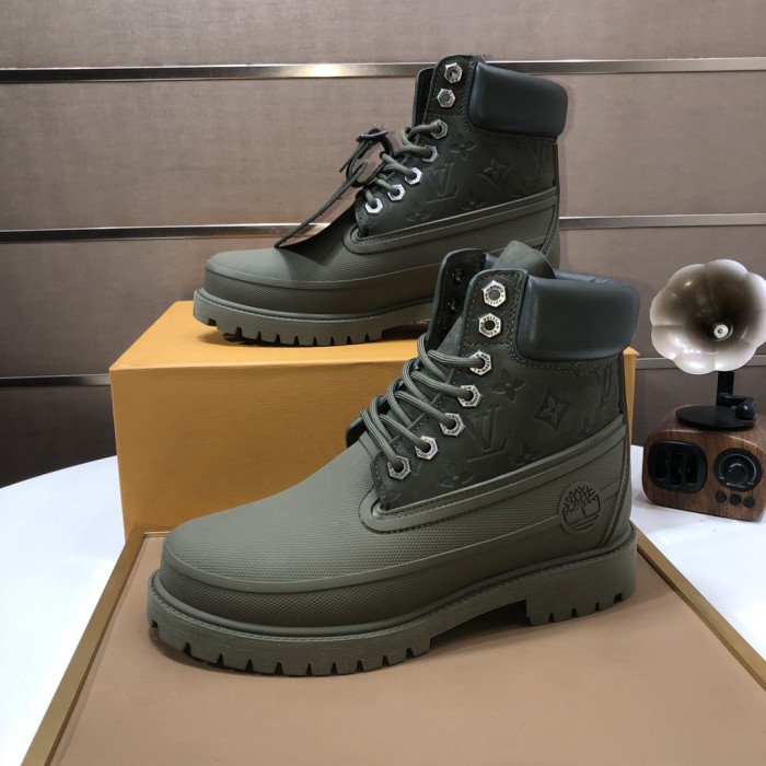 Louis Vuitton x Timberland 6-inch ankle boot Men Shoes Fashion Sneakers Boots Luxury Brand Mens Herlam Sneaker with Original Box whatsapp 【+1-3239614486】