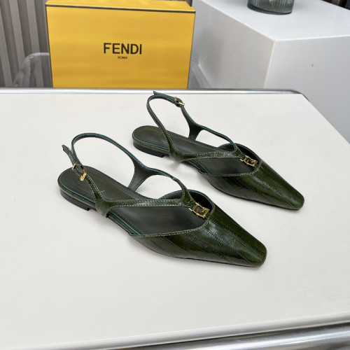 Fendi Womens Shoes Sandals Slippers Fashion Luxury Brand Fendi FFold Brown hagfish leather flats with Original Box Whatsapp 【+1-3239614486】