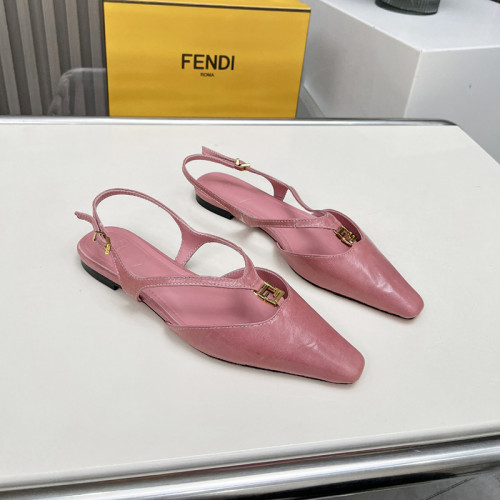 Fendi Womens Shoes Sandals Slippers Fashion Luxury Brand Fendi FFold Brown hagfish leather flats with Original Box Whatsapp 【+1-3239614486】