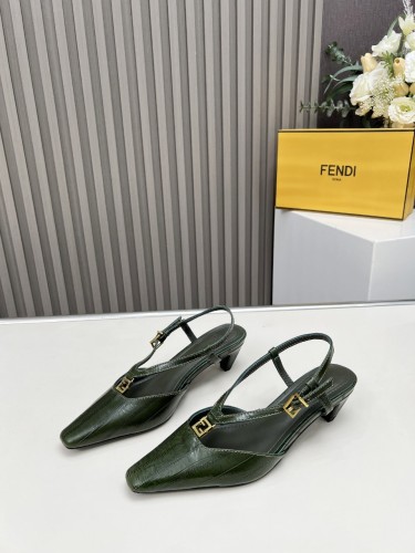 Fendi Womens Shoes Sandals Slippers Fashion Luxury Brand Fendi FFold  hagfish leather low-heeled slingbacks with Original Box Whatsapp 【+1-3239614486】