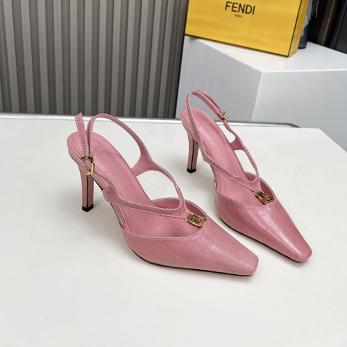 Fendi Womens Shoes Sandals Slippers Fashion Luxury Brand Fendi FFold hagfish leather high-heeled slingbacks with Original Box Whatsapp 【+1-3239614486】