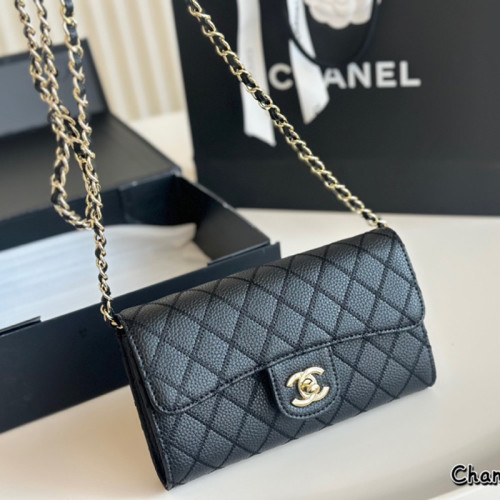 Chanel Womens Bags Clutch Crossbody Bag Luxury Brand Chanel Glasses Case with Chain in black caviar leather with gold-tone hardware with Original Box whatsapp 【+1-3239614486】