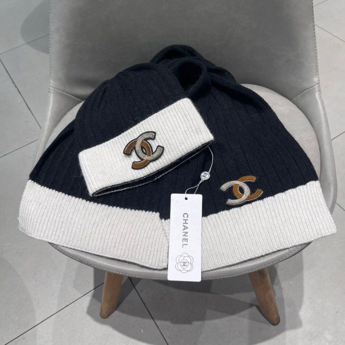Chanel Womens Hats Luxury Brand Knit Hat Sarf Set with Original Box Whatsapp 【+1-3239614486】
