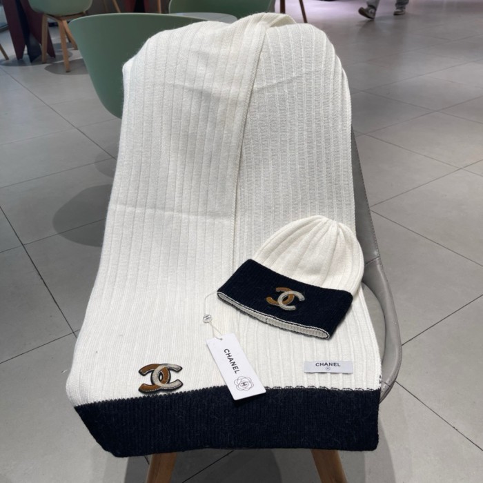Chanel Womens Hats Luxury Brand Knit Hat Sarf Set with Original Box Whatsapp 【+1-3239614486】
