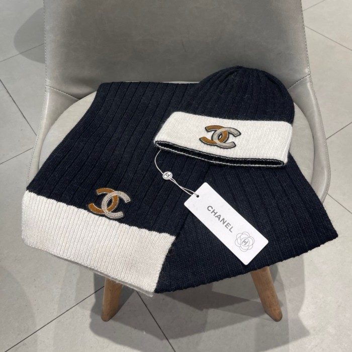 Chanel Womens Hats Luxury Brand Knit Hat Sarf Set with Original Box Whatsapp 【+1-3239614486】