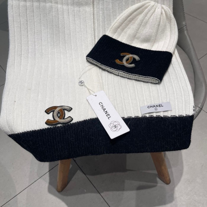 Chanel Womens Hats Luxury Brand Knit Hat Sarf Set with Original Box Whatsapp 【+1-3239614486】